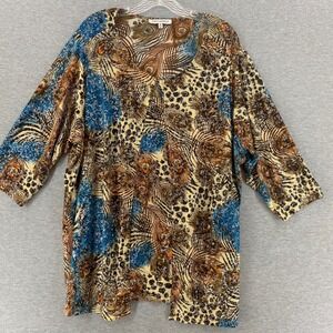 Emily Daniels Womens 2X Animal Print Tank‎ Kimono Cardigan One Piece Shimmer